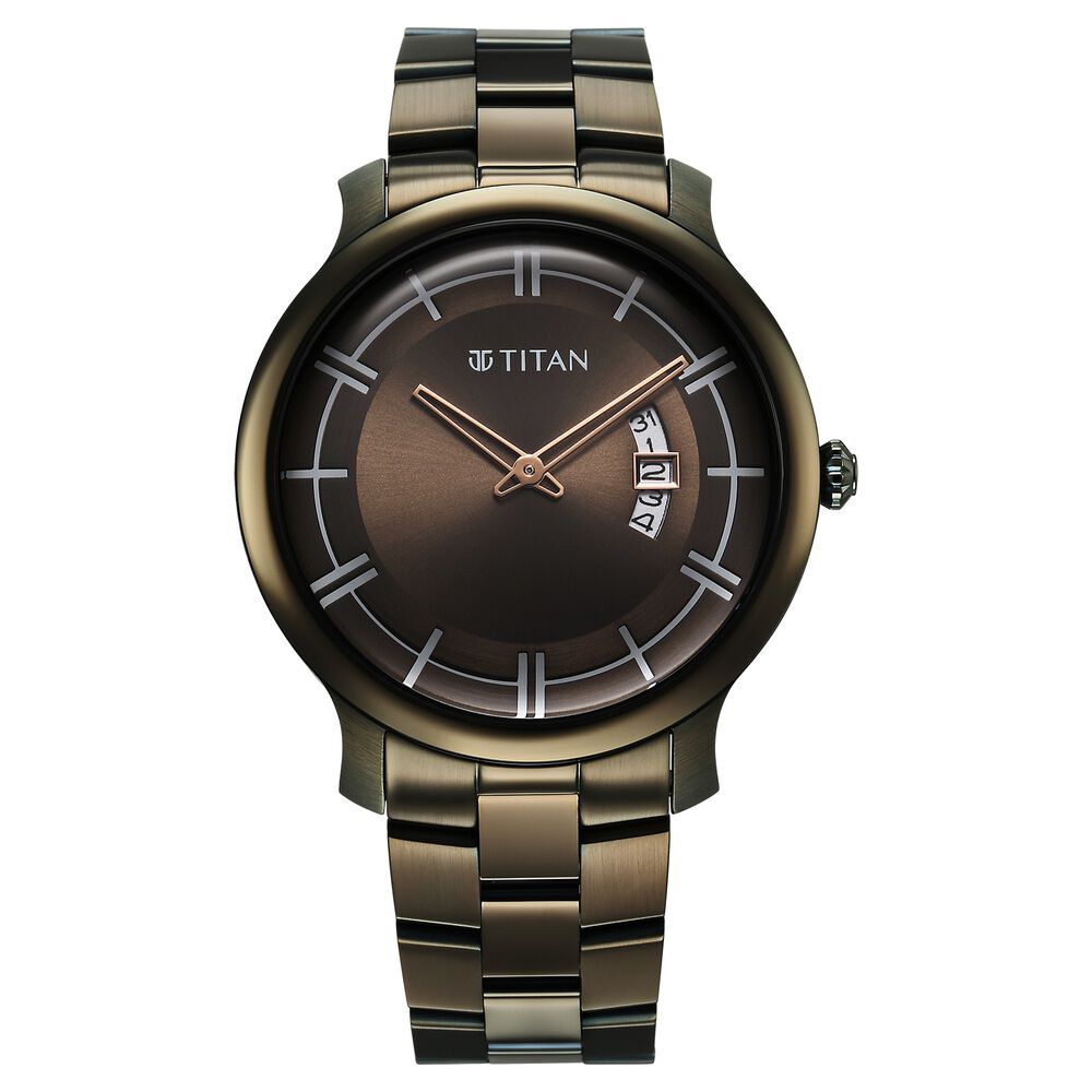 Titan Clasique Slim Quartz Analog with Date Green Dial Stainless Steel Strap Watch For Men - The Watch Factory ®