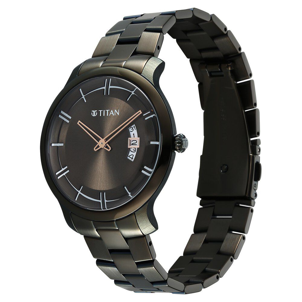 Titan Clasique Slim Quartz Analog with Date Green Dial Stainless Steel Strap Watch For Men - The Watch Factory ®