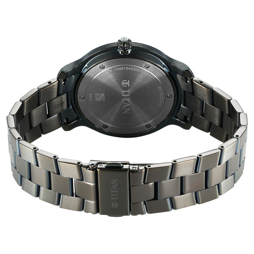 Titan Clasique Slim Quartz Analog with Date Green Dial Stainless Steel Strap Watch For Men 90170QM03