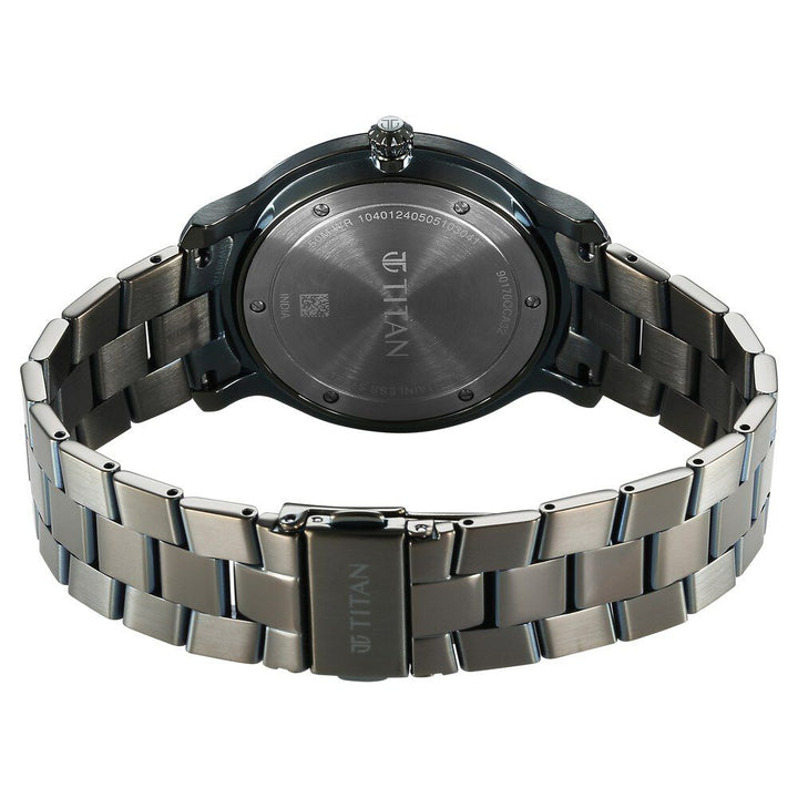 Titan Clasique Slim Quartz Analog with Date Green Dial Stainless Steel Strap Watch For Men 90170QM03