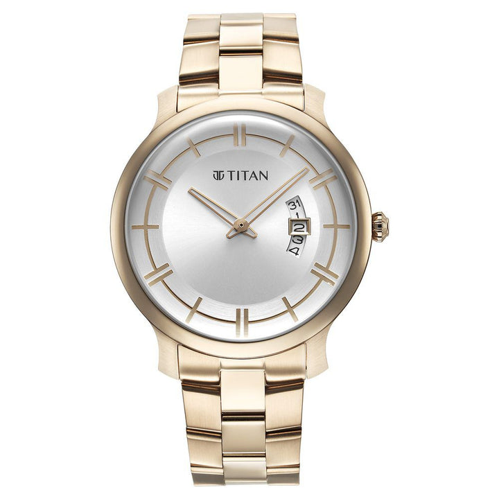 Titan Classic Distincta Silver Dial Analog with Date Stainless Steel Strap watch for Men - The Watch Factory ®