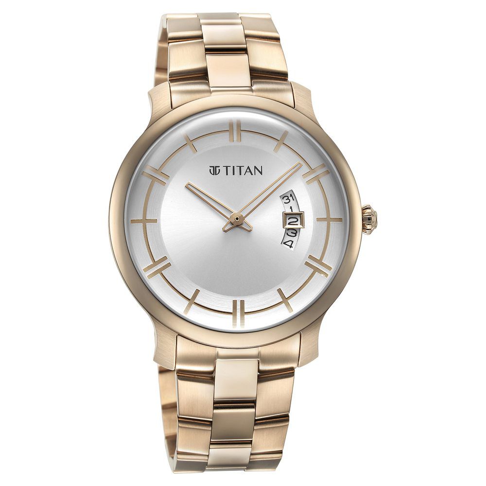 Titan Classic Distincta Silver Dial Analog with Date Stainless Steel Strap watch for Men - The Watch Factory ®