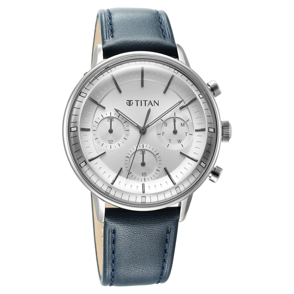 Titan Light Leathers Quartz Multifunction Black Dial Stainless Steel Strap Watch for Men - The Watch Factory ®