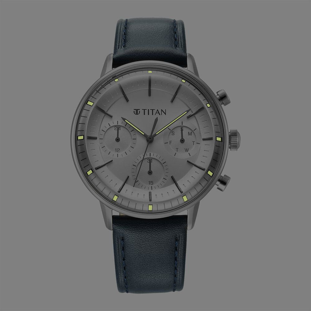 Titan Light Leathers Quartz Multifunction Black Dial Stainless Steel Strap Watch for Men - The Watch Factory ®