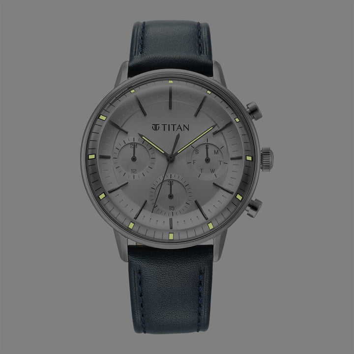 Titan Light Leathers Quartz Multifunction Black Dial Stainless Steel Strap Watch for Men - The Watch Factory ®