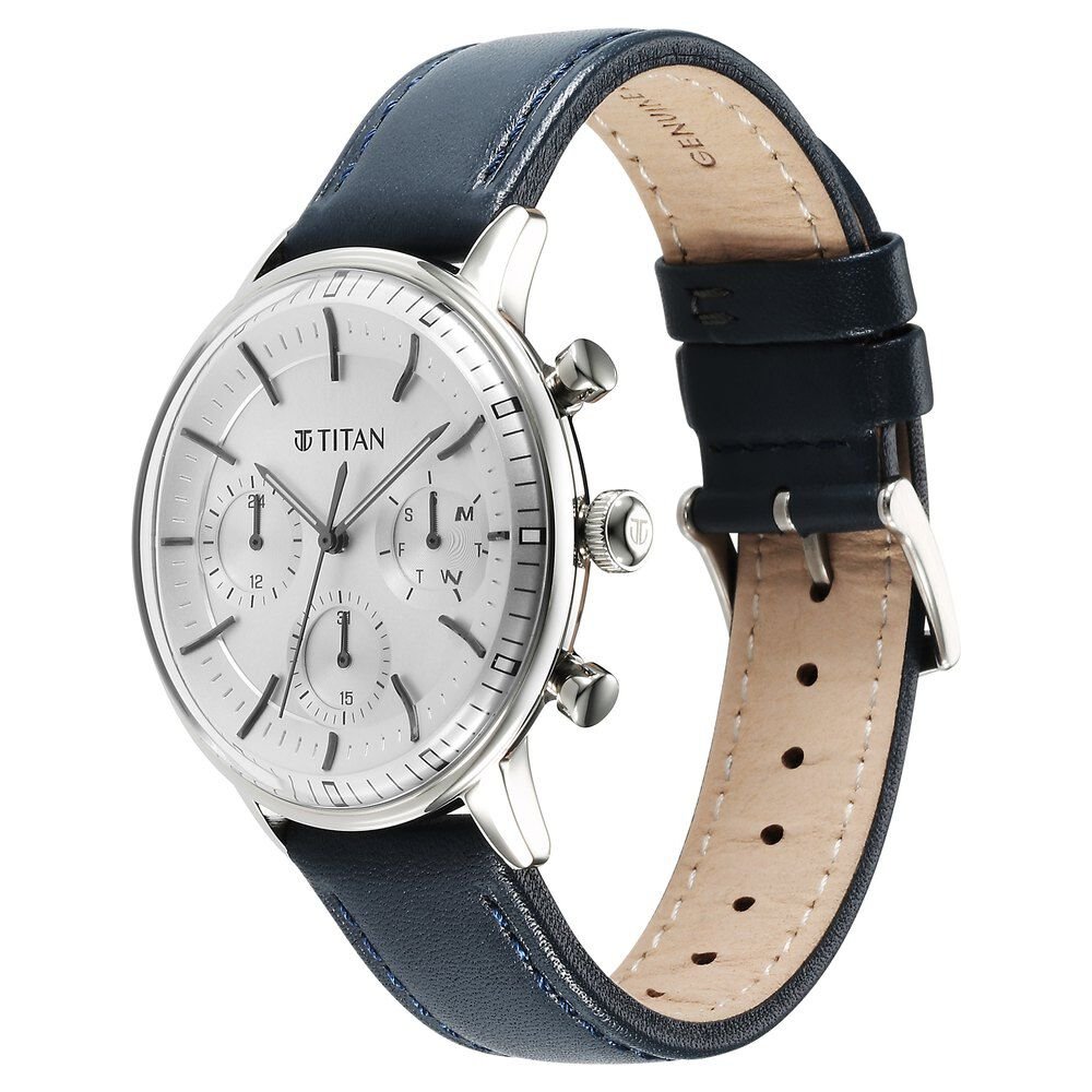 Titan Light Leathers Quartz Multifunction Black Dial Stainless Steel Strap Watch for Men - The Watch Factory ®