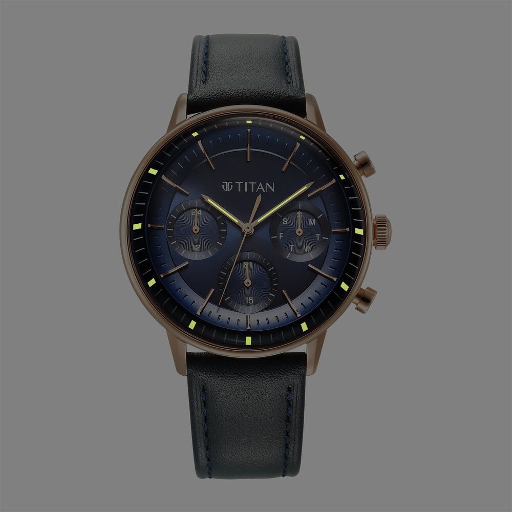 Titan Light Leathers Quartz Multifunction Blue Dial Stainless Steel Strap Watch for Men - The Watch Factory ®