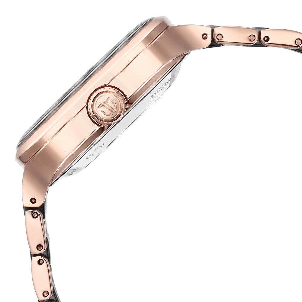 Titan Ceramic Fusion Automatic Square Black Dial Rose Gold Dual-Toned Stainless Steel Bracelet Watch for Men 90175KD03