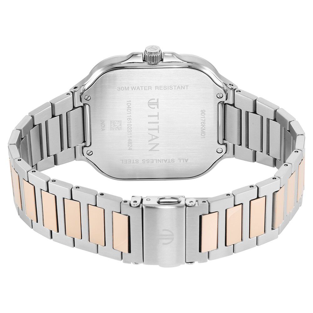 Titan Classique Slim Square Quartz Analog with Date Silver Dial Stainless Steel Strap Watch for Men - The Watch Factory ®
