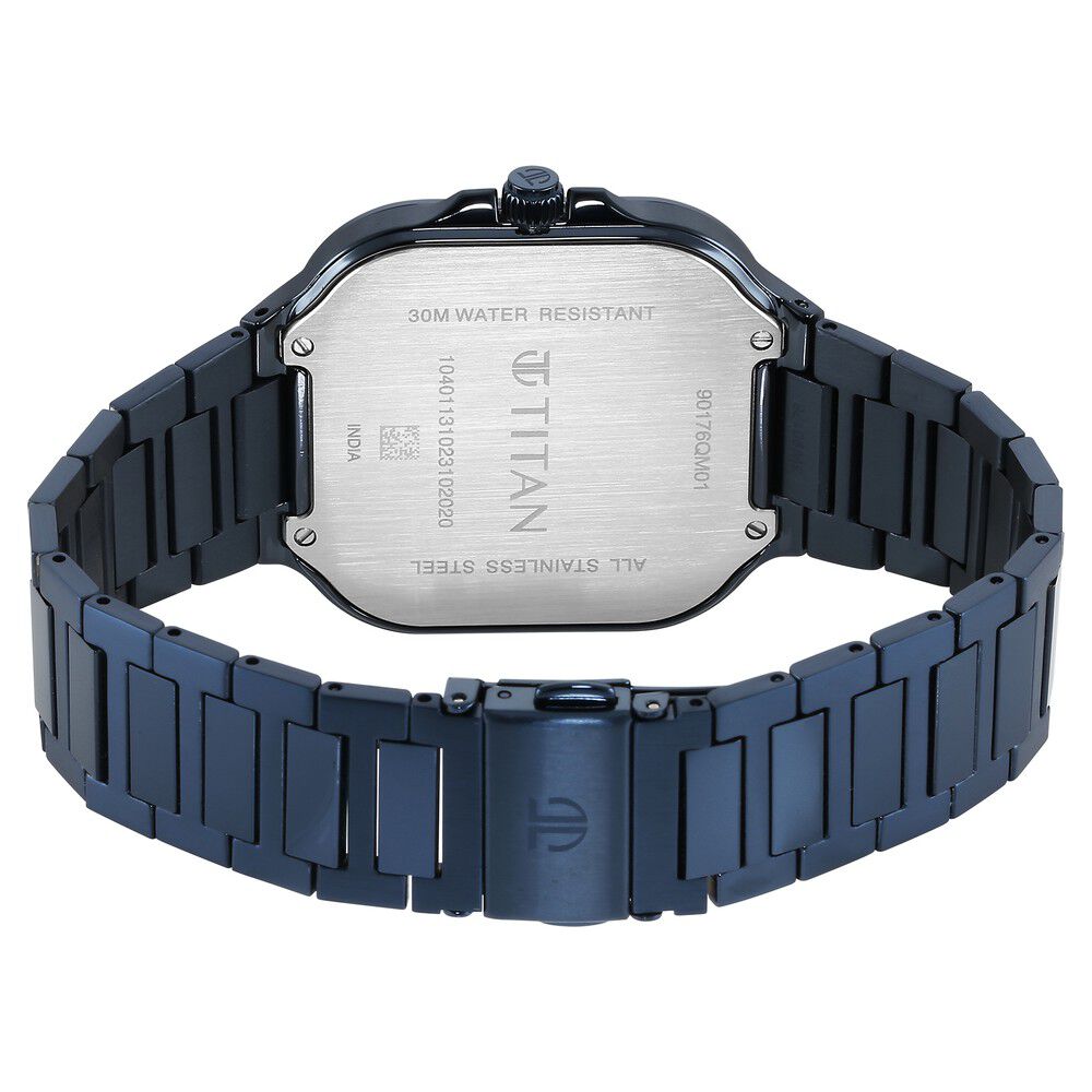 Titan Classique Slim Square Quartz Analog with Date Blue Dial Blue Stainless Steel Strap Watch For Men - The Watch Factory ®
