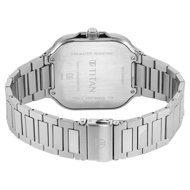 Titan Classique Slim Square Quartz Analog with Date Blue Dial Silver Stainless Steel Strap Watch For Men - The Watch Factory ®