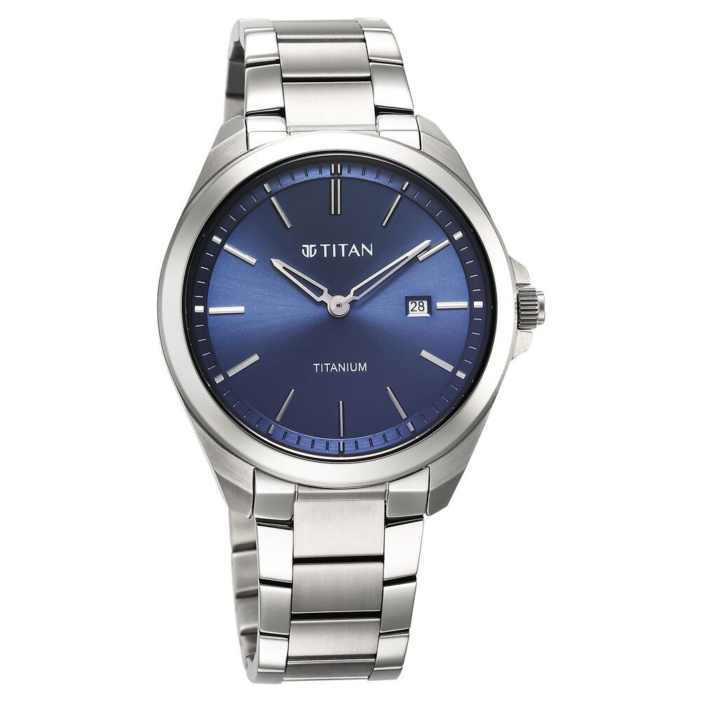Titan Titanium Quartz Analog Blue Dial Titanium Strap Watch for Men - The Watch Factory ®