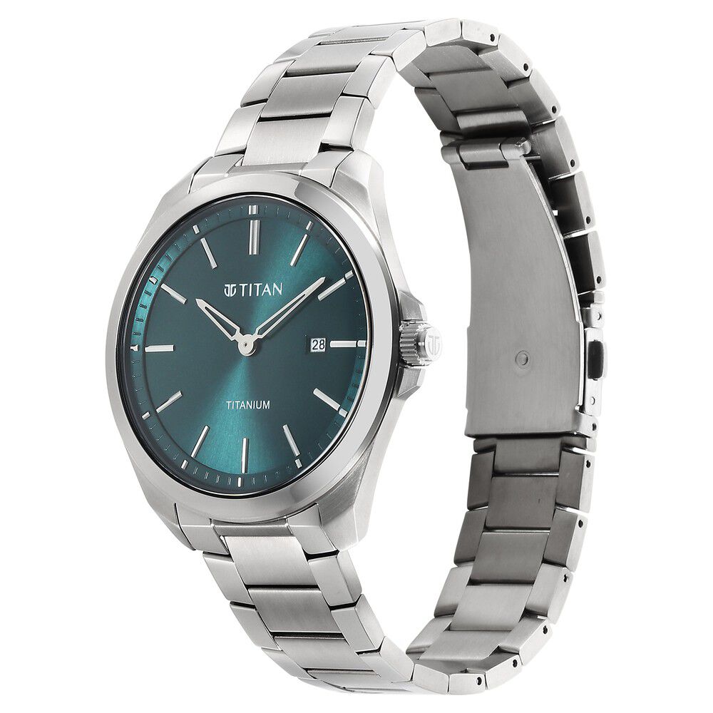 Titan Titanium Quartz Analog Green Dial Titanium Strap Watch for Men - The Watch Factory ®