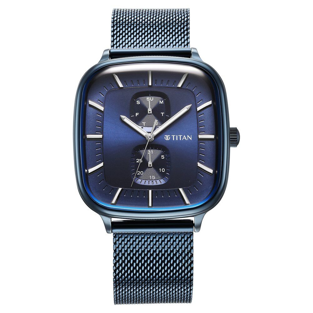 Titan Avant Garde Blue Dial Quartz Multifunction Stainless Steel Strap Watch for Men - The Watch Factory ®