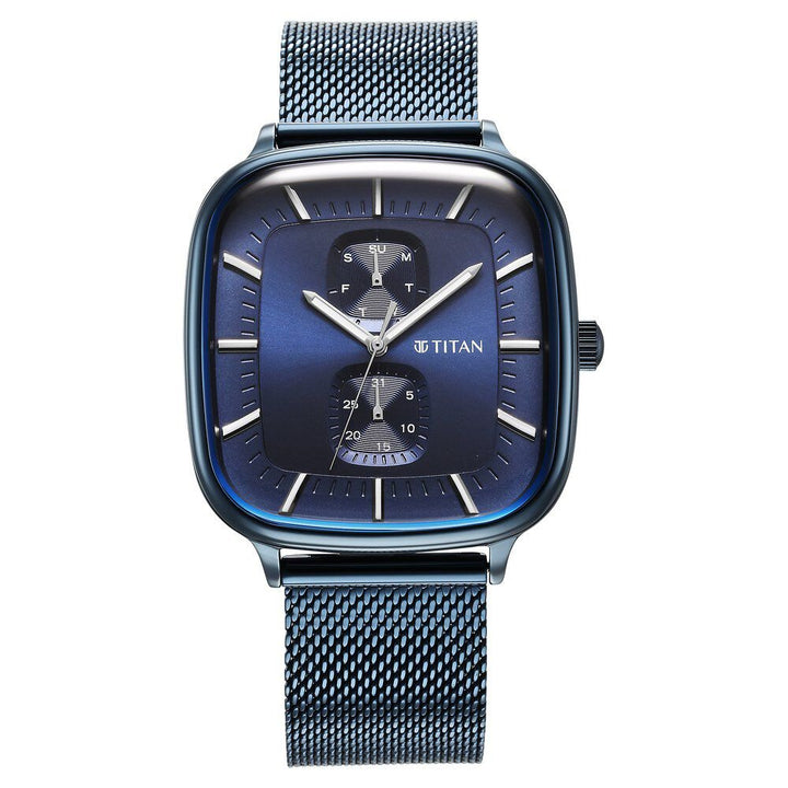 Titan Avant Garde Blue Dial Quartz Multifunction Stainless Steel Strap Watch for Men - The Watch Factory ®