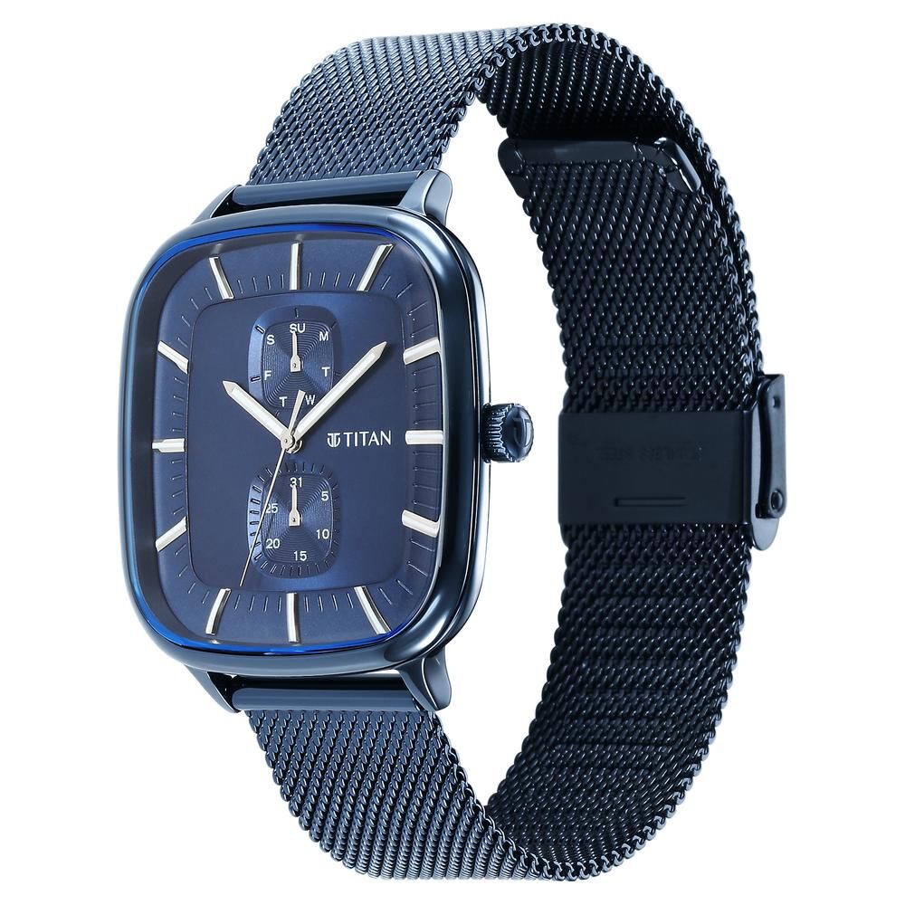 Titan Avant Garde Blue Dial Quartz Multifunction Stainless Steel Strap Watch for Men - The Watch Factory ®