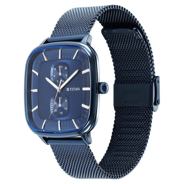 Titan Avant Garde Blue Dial Quartz Multifunction Stainless Steel Strap Watch for Men - The Watch Factory ®