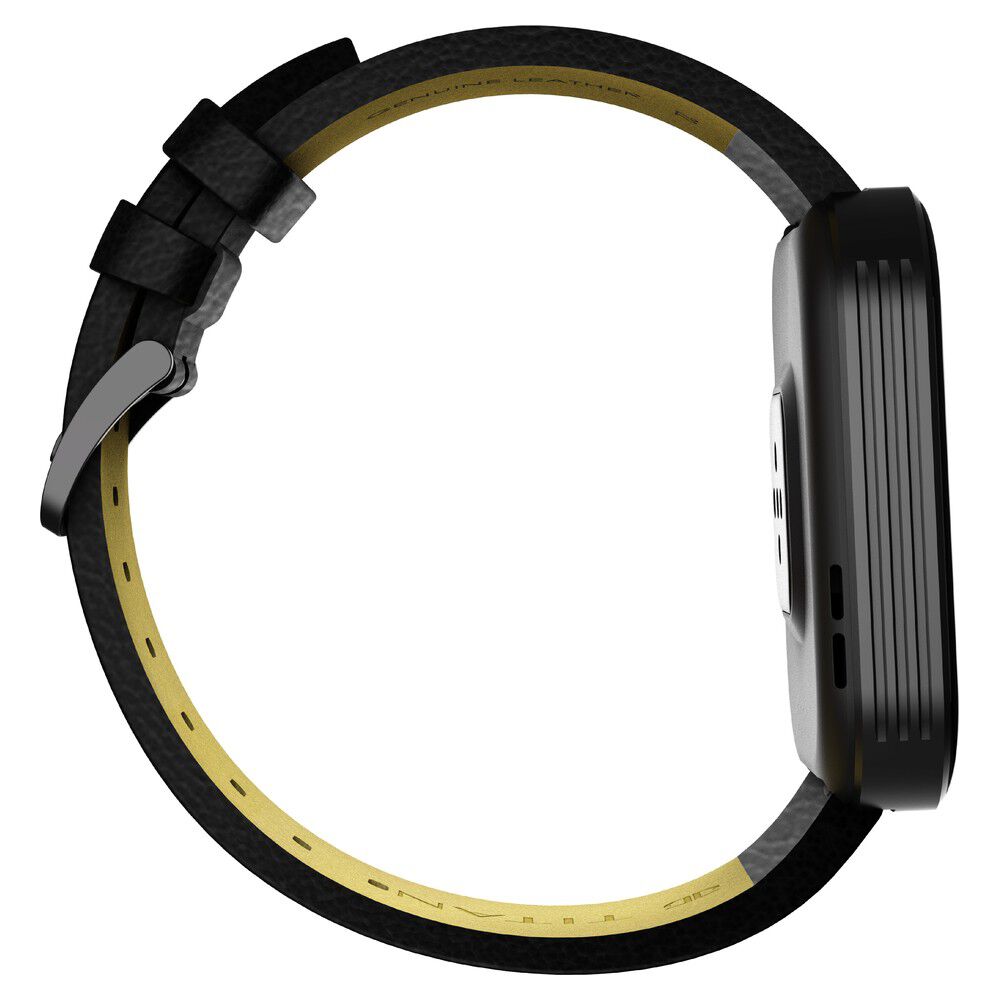 Titan Mirage With 4.97 Cm AMOLED Display And AOD, Functional Crown, BT Calling Smartwatch With Black Leather Strap