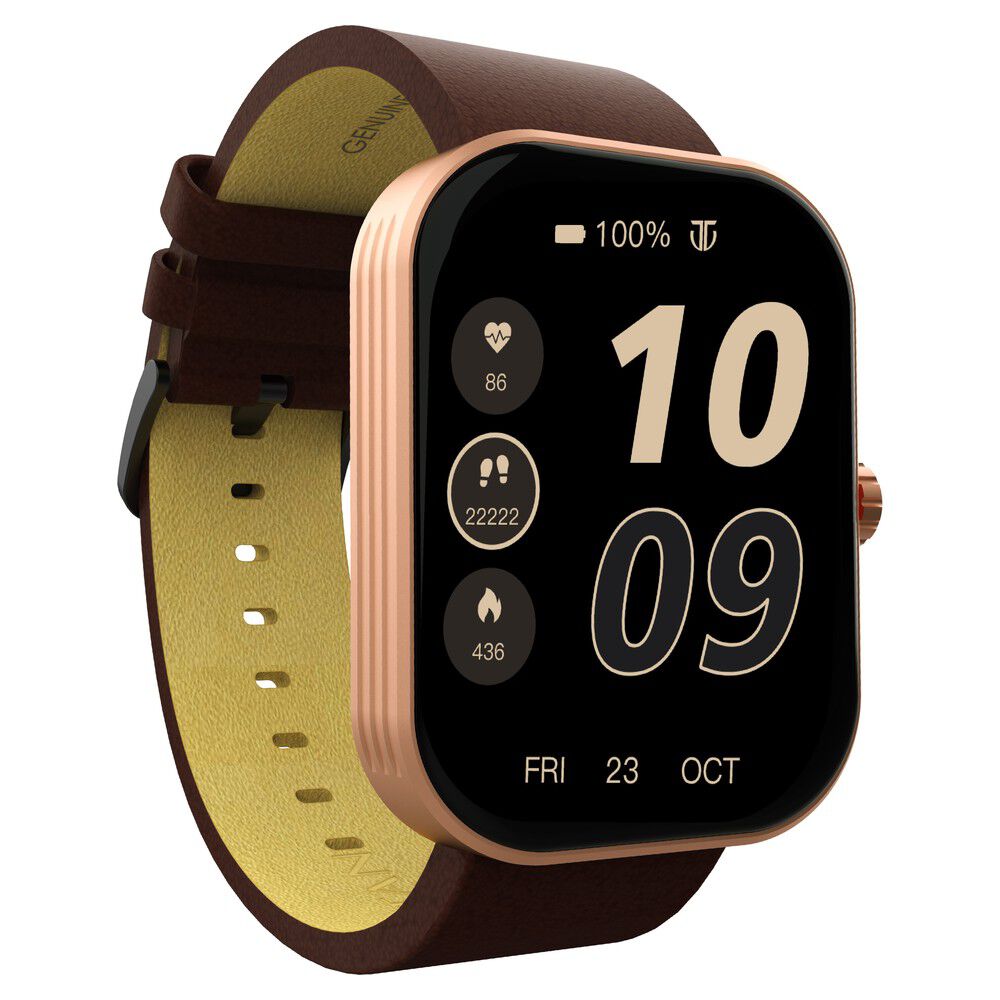 Titan Mirage With 4.97 Cm AMOLED Display And AOD, Functional Crown, BT Calling Smartwatch With Brown Leather Strap
