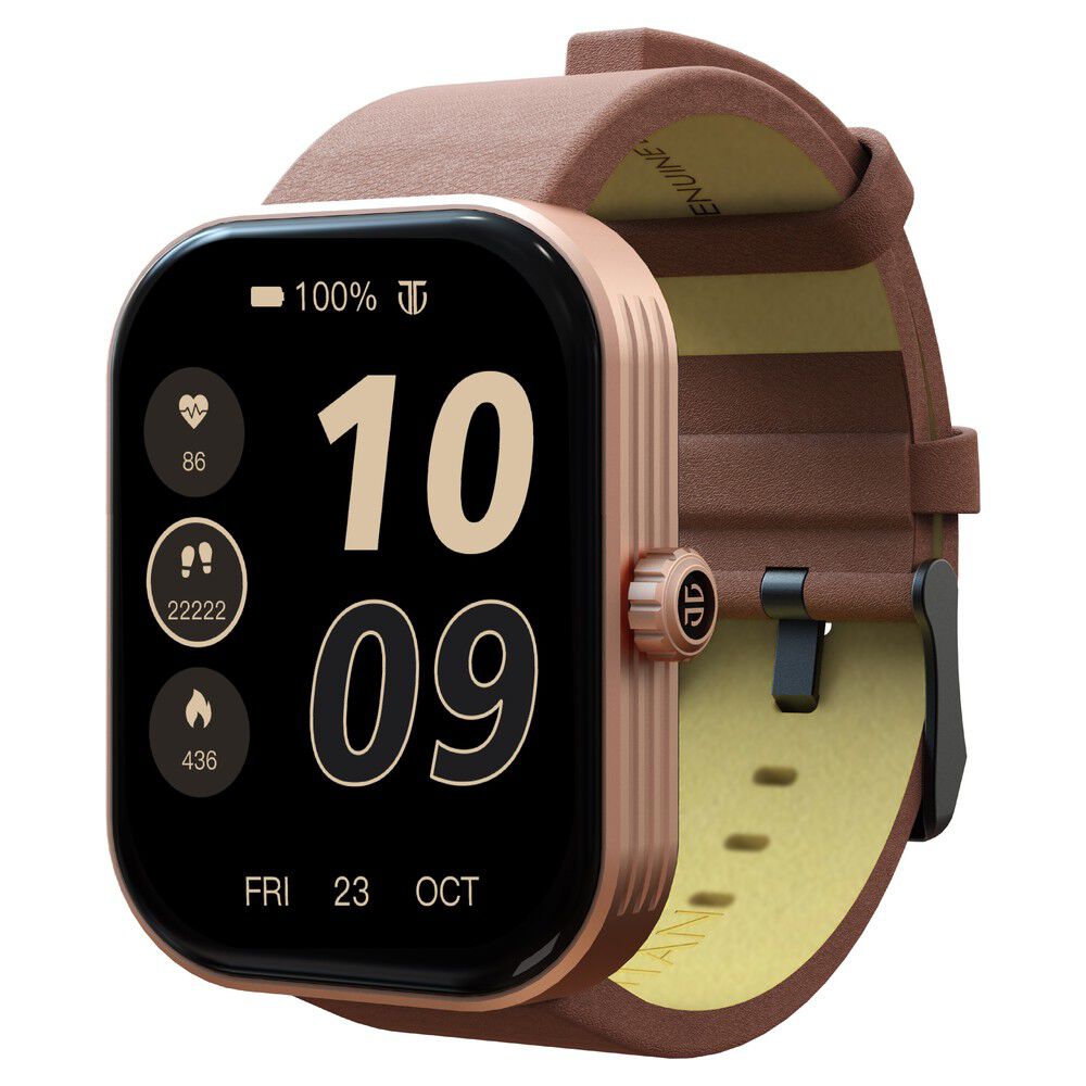 Titan Mirage With 4.97 Cm AMOLED Display And AOD, Functional Crown, BT Calling Smartwatch With Pink Leather Strap