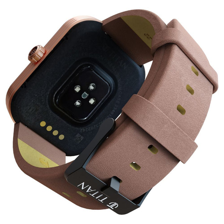 Titan Mirage With 4.97 Cm AMOLED Display And AOD, Functional Crown, BT Calling Smartwatch With Pink Leather Strap