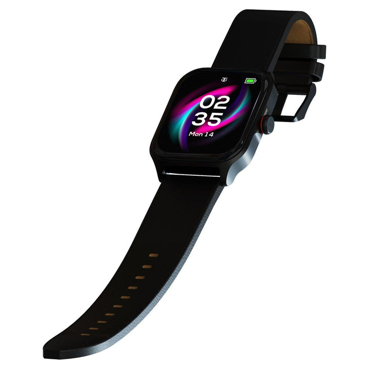 Titan Zeal With 4.69 Cm AMOLED Display With AOD, Functional Crown, BT Calling, Smartwatch With Black Leather Strap