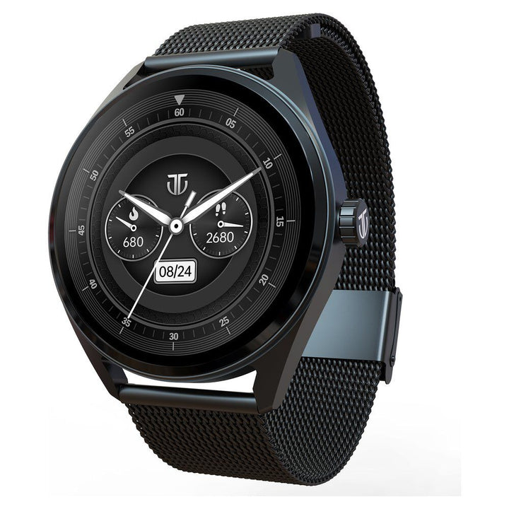 Titan Crest With 3.63 Cm AMOLED Display With AOD, Functional Crown, BT Calling Smartwatch With Black Mesh Strap
