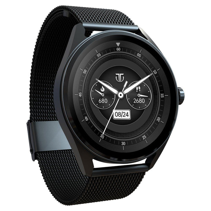 Titan Crest With 3.63 Cm AMOLED Display With AOD, Functional Crown, BT Calling Smartwatch With Black Mesh Strap