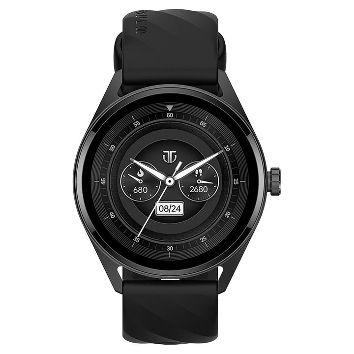 Titan Crest with 3.63 cm AMOLED Display with AOD, Functional Crown, BT Calling, Premium Smartwatch with Black Strap 90197AP01K