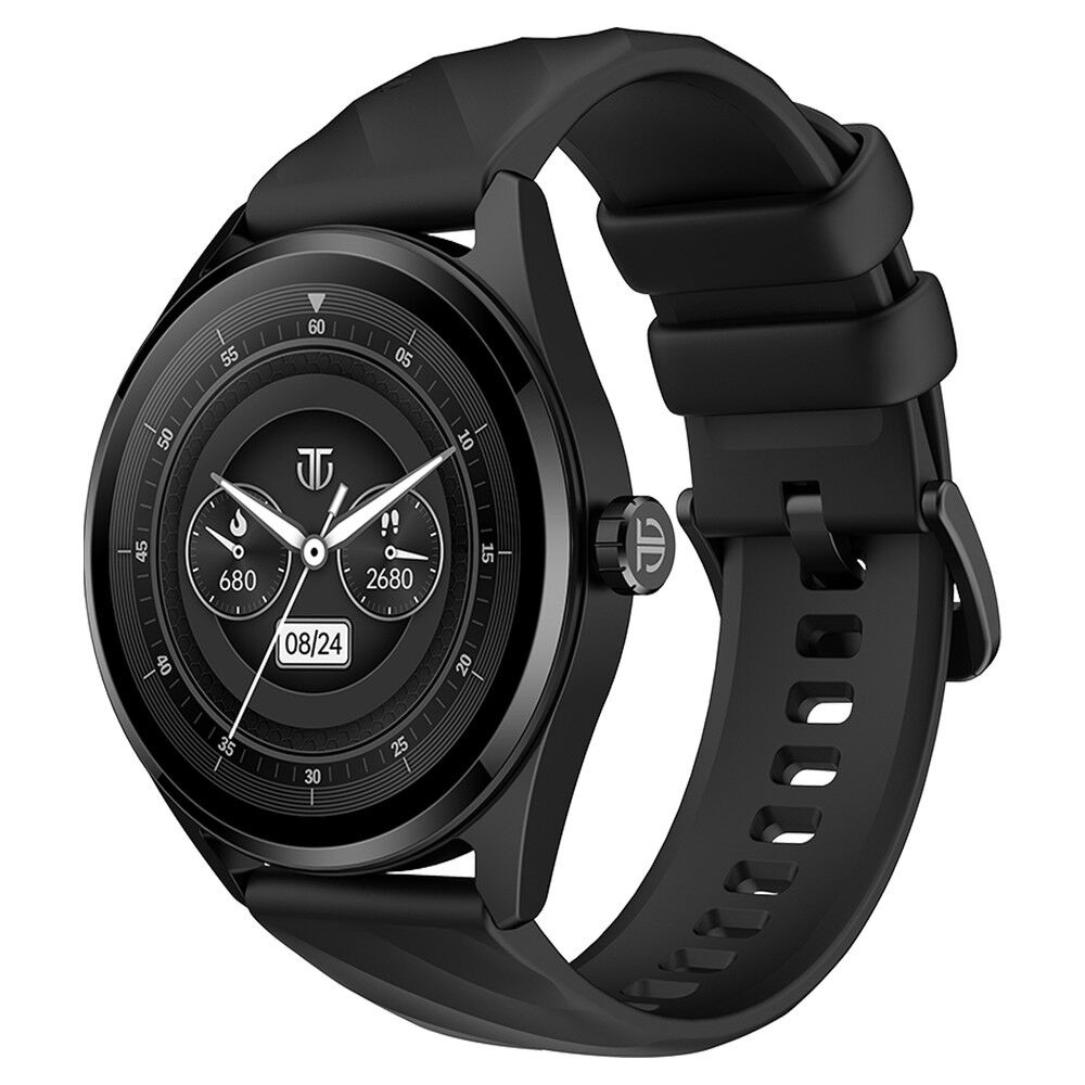 Titan Crest with 3.63 cm AMOLED Display with AOD, Functional Crown, BT Calling, Premium Smartwatch with Black Strap 90197AP01K
