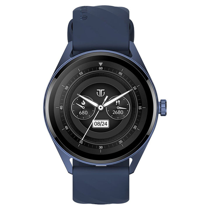 Titan Crest with 3.63 cm AMOLED Display with AOD, Functional Crown, BT Calling, Premium Smartwatch with Blue Strap 90197AP02K