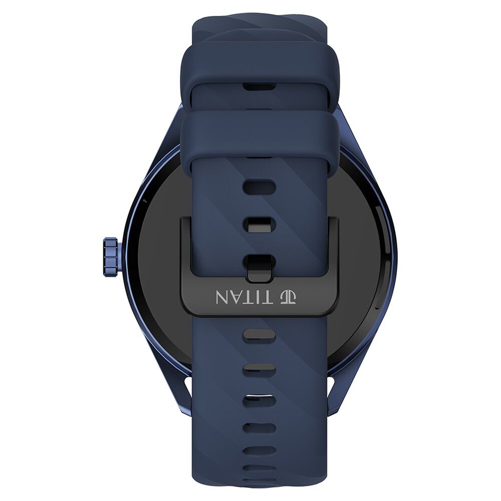 Titan Crest with 3.63 cm AMOLED Display with AOD, Functional Crown, BT Calling, Premium Smartwatch with Blue Strap 90197AP02K