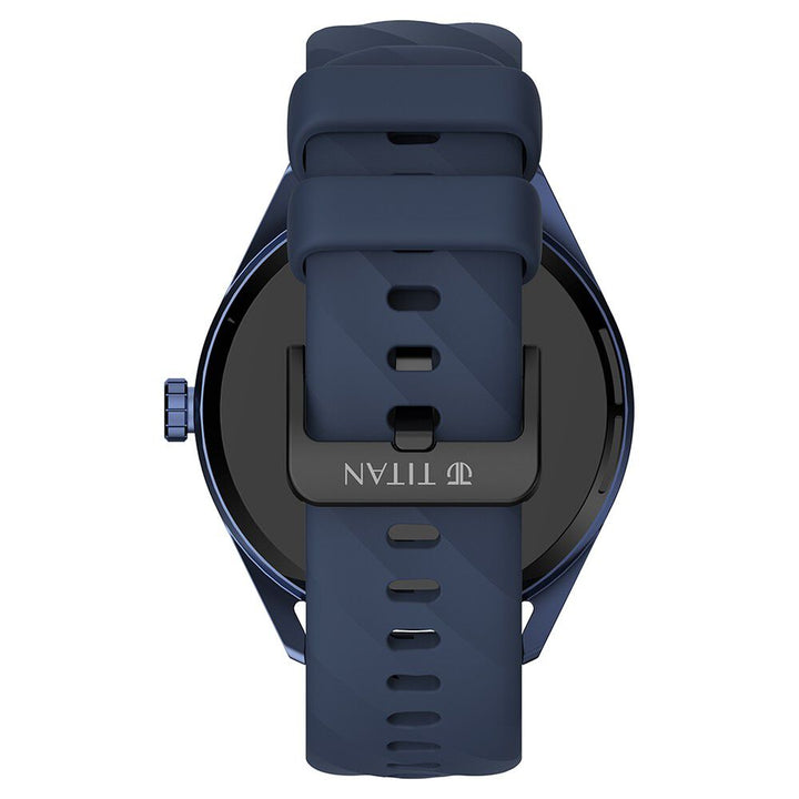Titan Crest with 3.63 cm AMOLED Display with AOD, Functional Crown, BT Calling, Premium Smartwatch with Blue Strap 90197AP02K