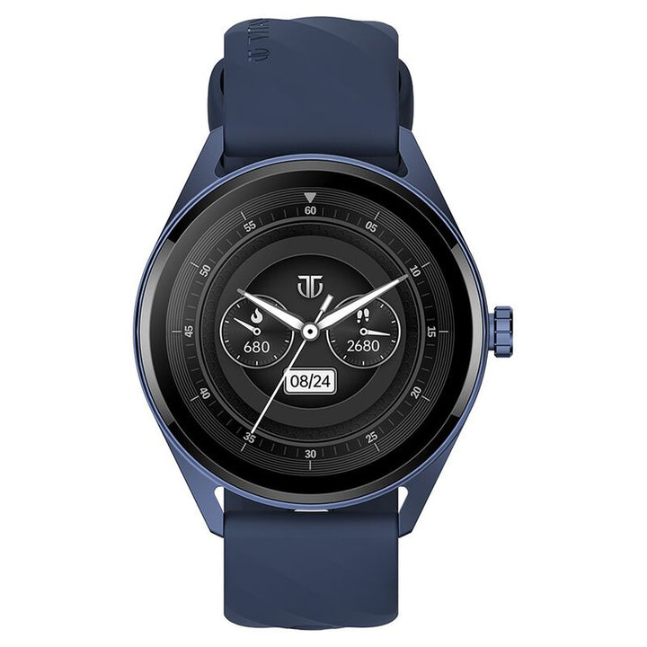 Titan Crest With 3.63 Cm AMOLED Display With AOD, Functional Crown, BT Calling, Premium Smartwatch With Blue Strap