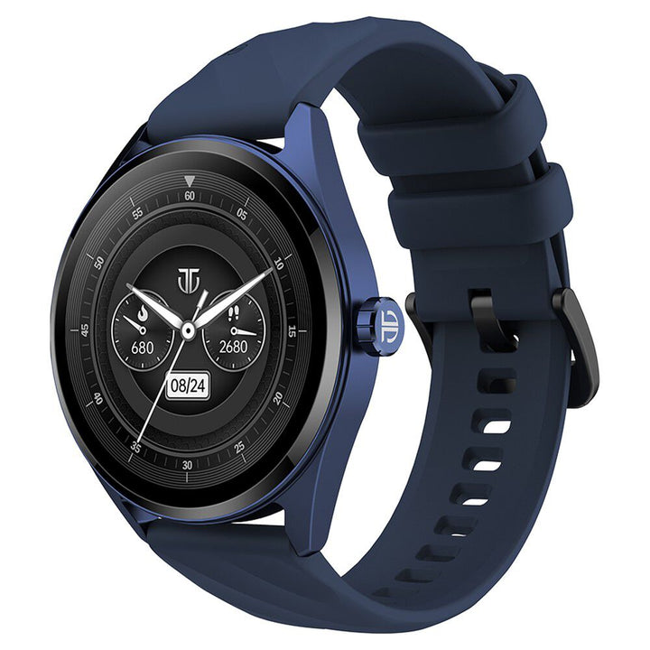 Titan Crest With 3.63 Cm AMOLED Display With AOD, Functional Crown, BT Calling, Premium Smartwatch With Blue Strap