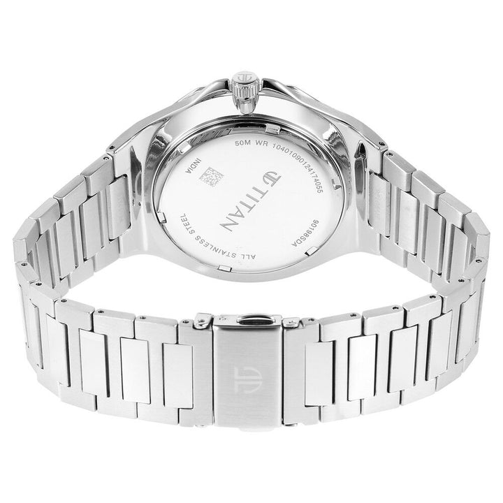 Titan Classic Slim Multifunction Quartz Multifunction Blue Dial Stainless Steel Strap Watch For Men 90198SM01