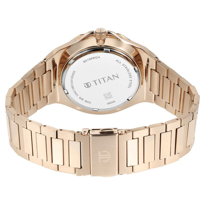 Titan Classic Slim Multifunction Multifunction Silver Dial Carnation Gold Stainless Steel Strap Watch For Men - The Watch Factory ®