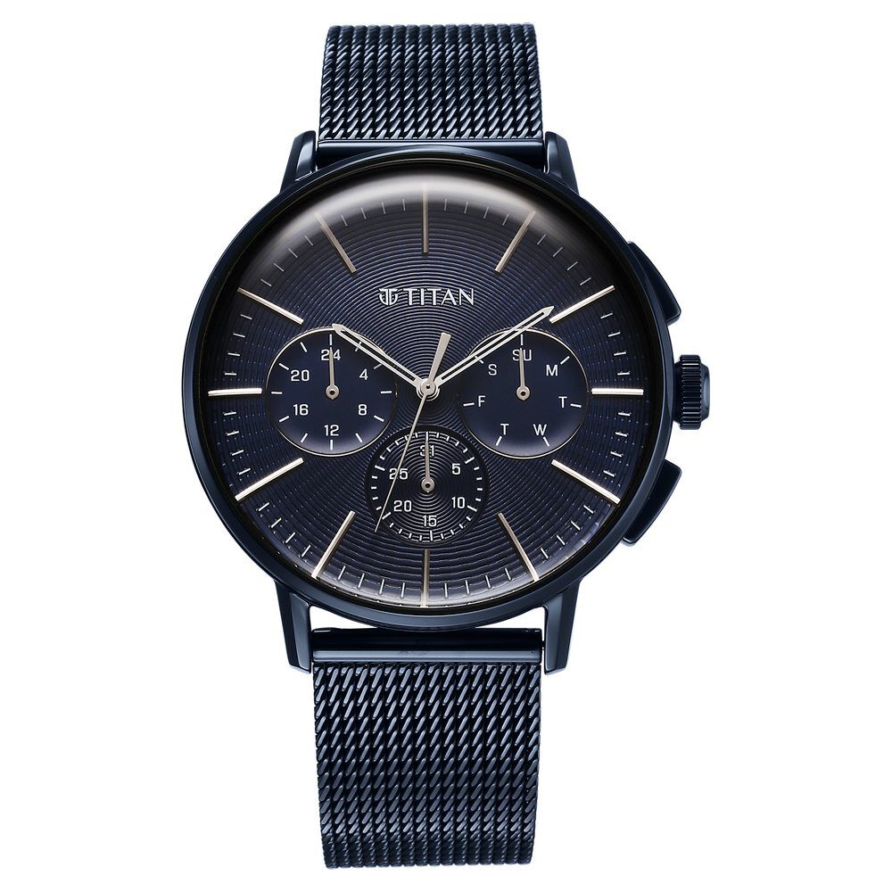 Titan Light leathers Multifunction Anthracite Dial Stainless Steel Strap Watch For Men - The Watch Factory ®