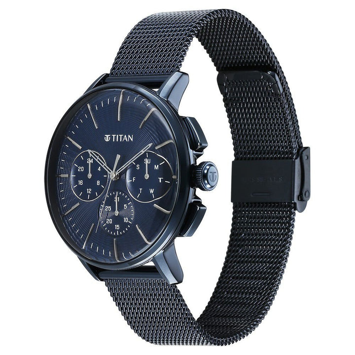 Titan Light leathers Multifunction Anthracite Dial Stainless Steel Strap Watch For Men - The Watch Factory ®