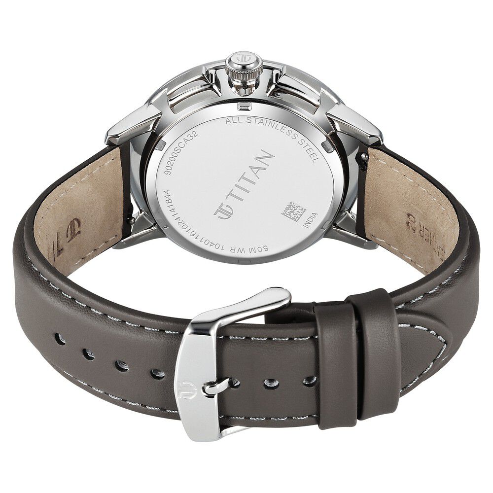 Titan Light leathers Multifunction Anthracite Dial Leather Strap Watch For Men - The Watch Factory ®