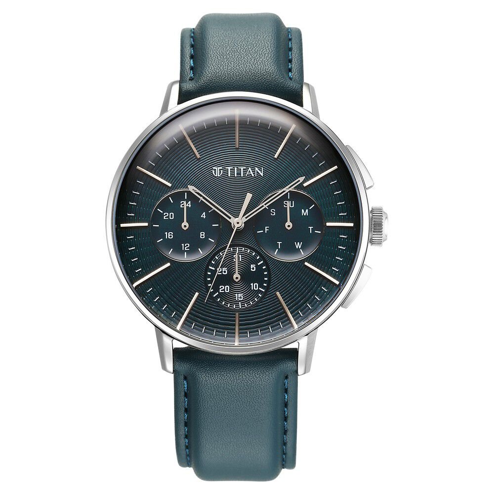 Titan Light leathers Multifunction Silver Dial Leather Strap Watch For Men - The Watch Factory ®