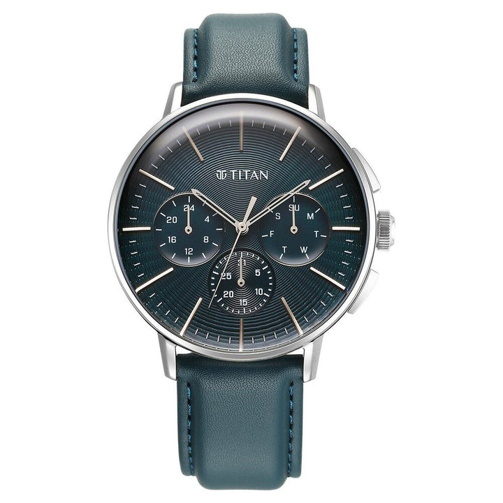 Titan Light leathers Multifunction Silver Dial Leather Strap Watch For Men - The Watch Factory ®