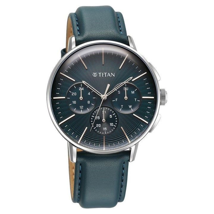 Titan Light leathers Multifunction Silver Dial Leather Strap Watch For Men - The Watch Factory ®
