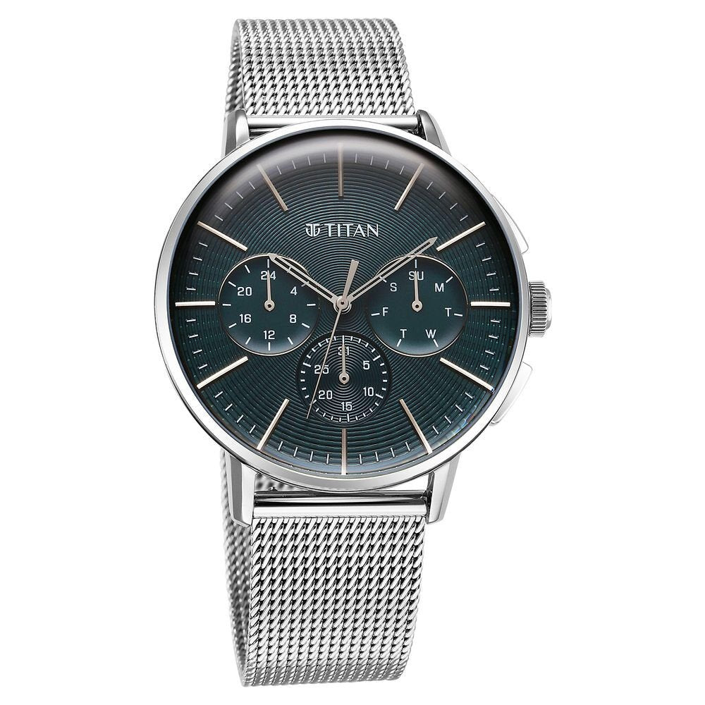 Titan Light leathers Multifunction Anthracite Dial Stainless Steel Strap Watch For Men - The Watch Factory ®