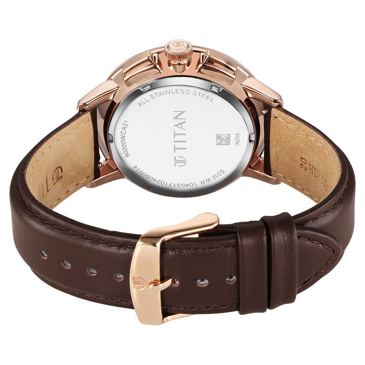Titan Light leathers Multifunction Brown Dial Leather Strap Watch For Men - The Watch Factory ®