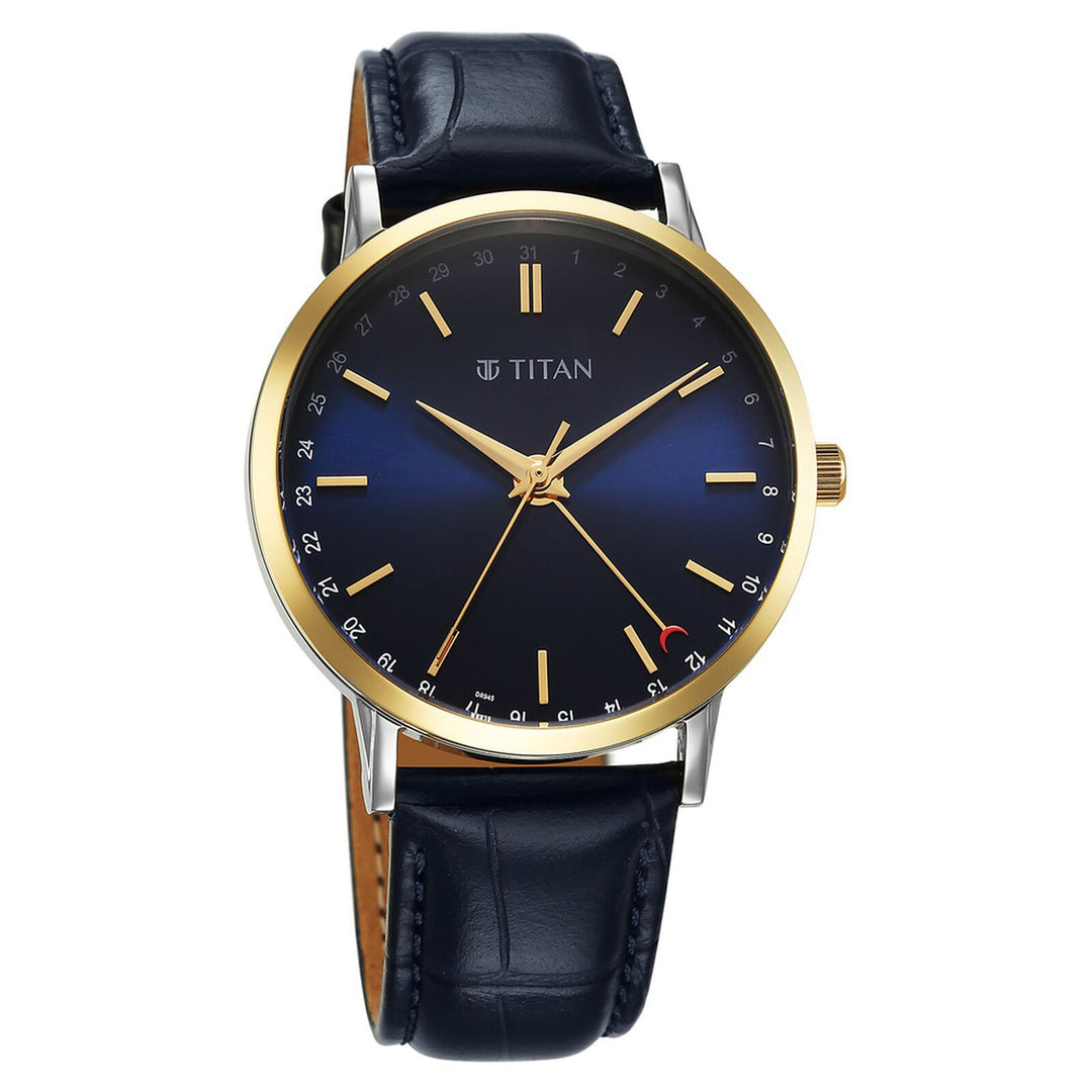 Titan Elegance 90202BL01 Blue Dial Men&