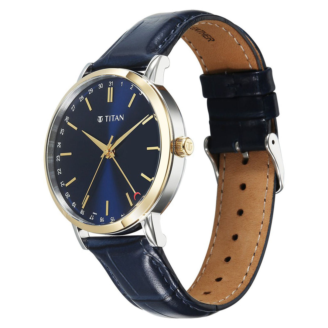Titan Elegance 90202BL01 Blue Dial Men&