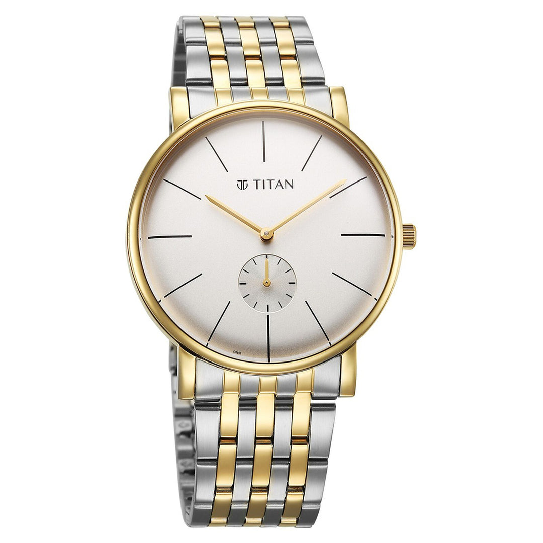 Titan Elegance 90203BM01 White Dial Men&