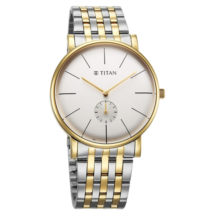 Titan Elegance 90203BM01 White Dial Men&