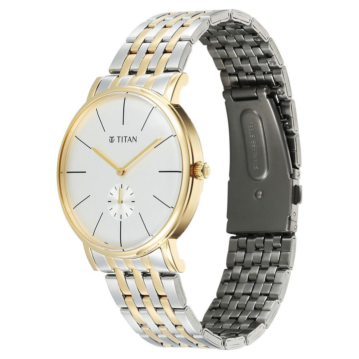 Titan Elegance 90203BM01 White Dial Men&